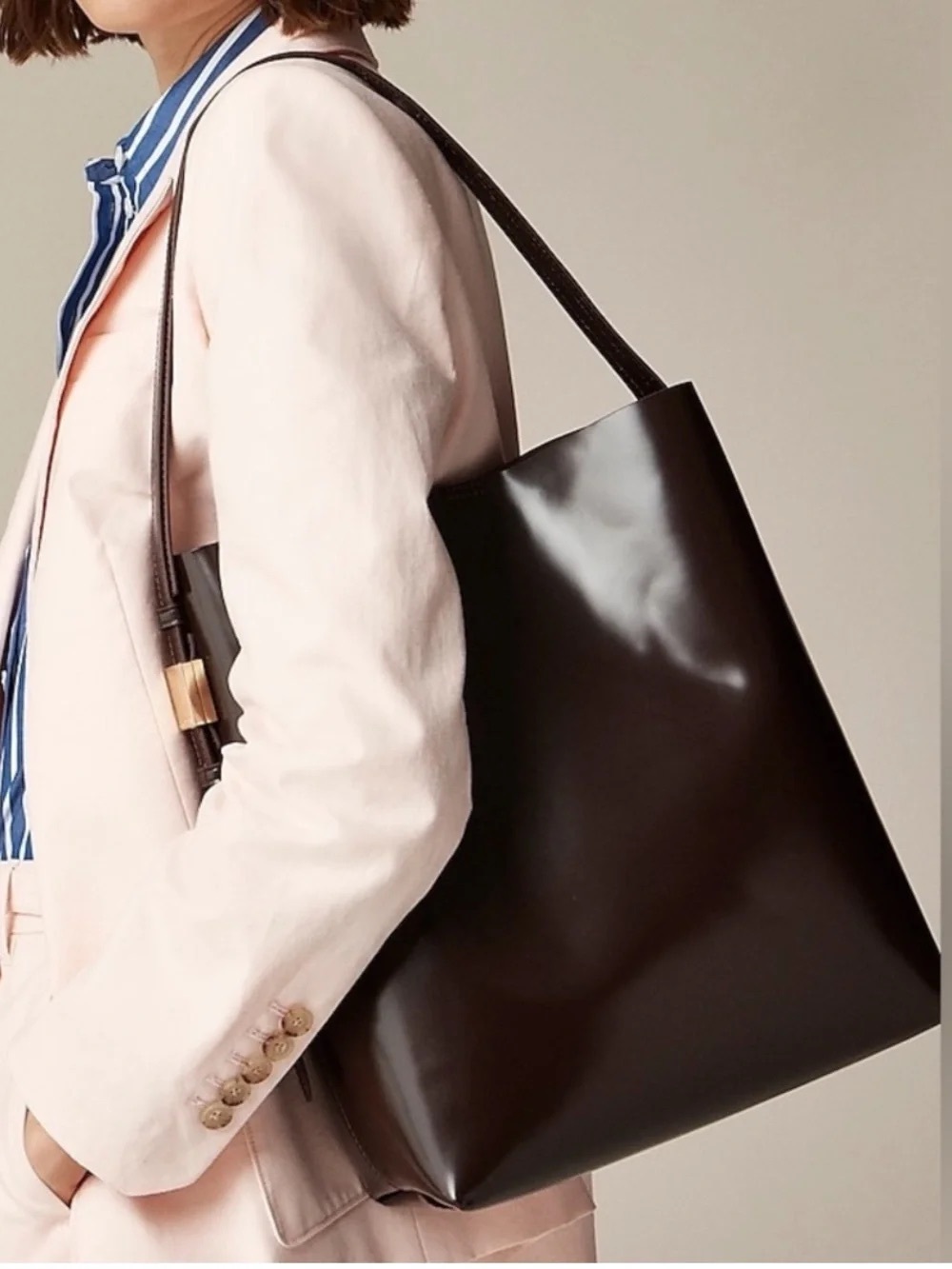 J. Crew Black Leather Edie Bucket Bag